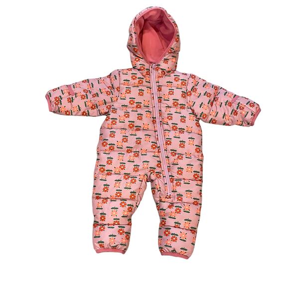 Maison Me Baby Girl Snowsuit 0-6M Floral Winter One Piece Hooded Outerwear